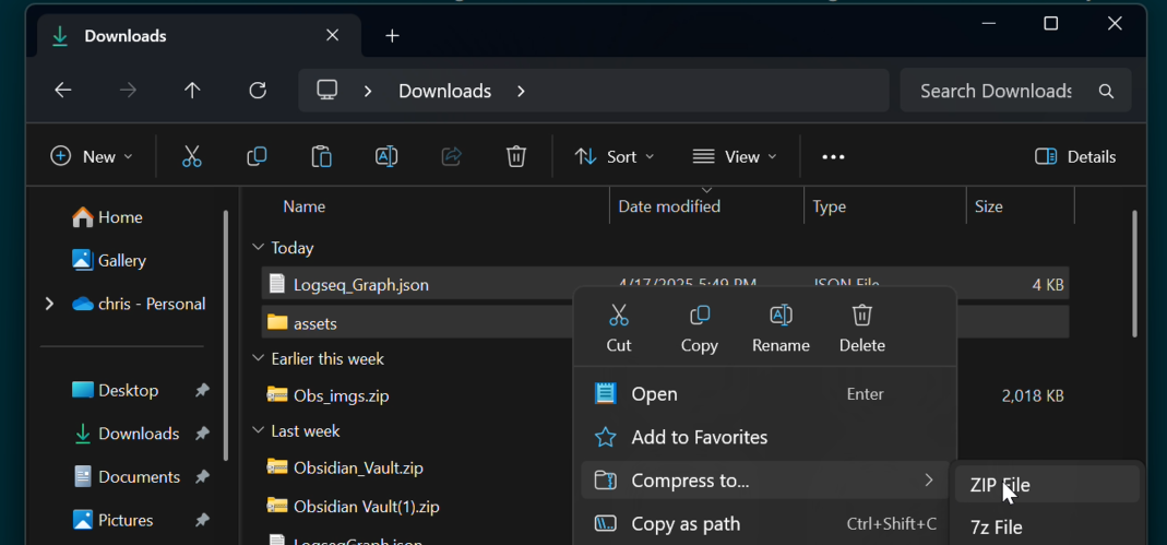 Cursor copying the assets folder in their Logseq directory