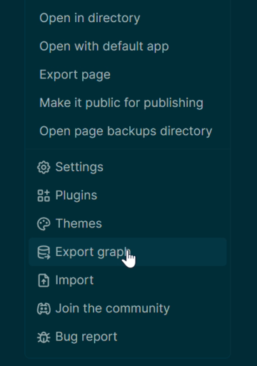 Cursor hovering Export Graph option in the ellipsis dropdown